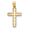 Small Fancy Milgrain Cross Pendant in  14K Two-Tone Gold thumb 1