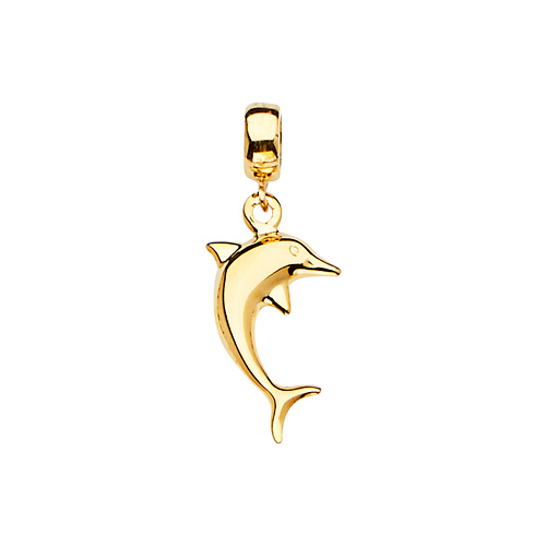 Dolphin Pendant in 14K Yellow Gold - Petite Slide 0