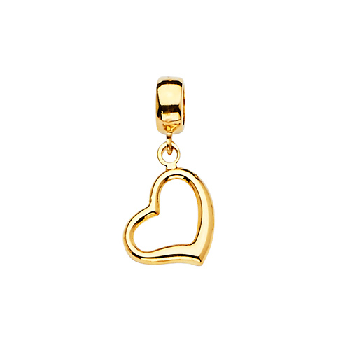 Mini Open Whimsical Heart Pendant in 14K Yellow Gold Slide 0
