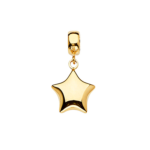 Mini Star Charm Pendant in 14K Yellow Gold Slide 0
