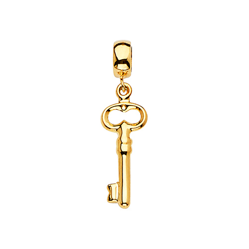 Petite Key Pendant in 14K Yellow Gold Slide 0