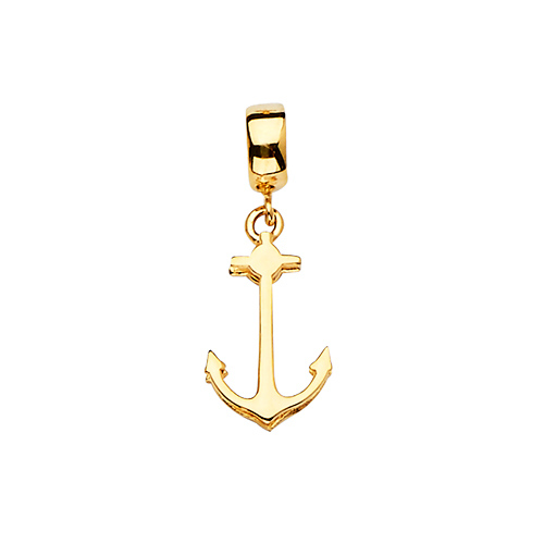 Petite Anchor Pendant in 14K Yellow Gold Slide 0
