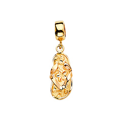 Diamond-Cut Flower Flip Flop Sandals in 14K Tricolor Gold - Petite