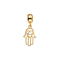 Mini Open Hamsa Charm Pendant in 14K Two-Tone Gold