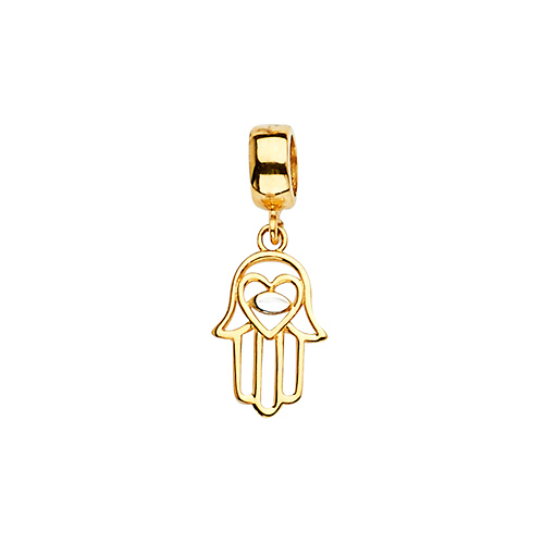 Mini Open Hamsa Charm Pendant in 14K Two-Tone Gold Slide 0