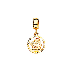 Mini Diamond-Cut Open Angel Pendant in 14K Yellow Gold