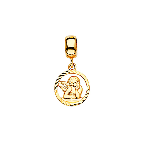 Mini Diamond-Cut Open Angel Pendant in 14K Yellow Gold Slide 0