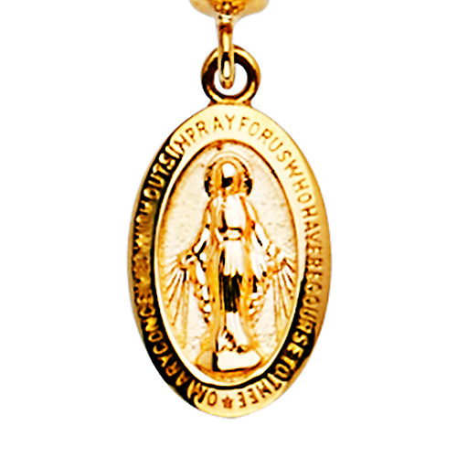 Mini Virgin Mary With Open Arms Charm Pendant in 14K Yellow Gold Slide 1