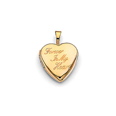 Forever in My Heart Engraved Heart Locket Pendant in 14K Yellow Gold