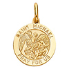 Petite Saint Michael Round Medal Pendant in 14K Yellow Gold thumb 1