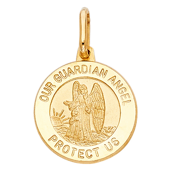 14K Yellow Gold Guardian Angel Pendant Slide 1