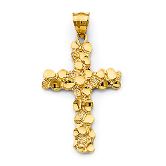 Medium Nugget Latin Cross in 14K Yellow Gold