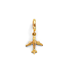 Mini Commercial Jet Airplane Charm Pendant in 14K Yellow Gold