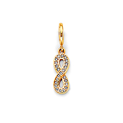 Mini Pave CZ Infinity Charm Pendant in 14K Yellow Gold