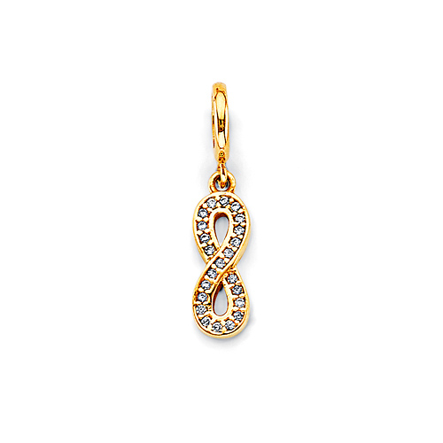 Mini Pave CZ Infinity Charm Pendant in 14K Yellow Gold Slide 0