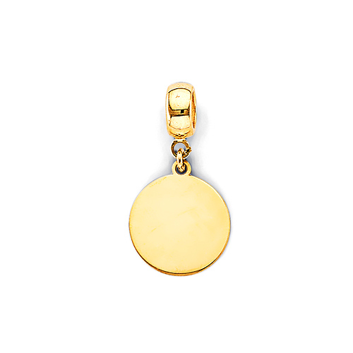 Mini Classic Circle Medal Pendant in 14K Yellow Gold Slide 0