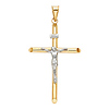 Large Rod Crucifix Pendant in 14K Two-Tone Gold - Classic 42mm thumb 1