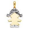 Faceted Pigtails Little Girl Charm Pendant in 14K TwoTone Gold - Petite thumb 1