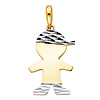 Faceted Capped Little Boy Charm Pendant in 14K Two-Tone Gold - Petite thumb 1