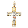Extra Large Open Weave CZ Extra Large Crucifix Pendant in 14K TriGold thumb 1