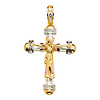 Extra Large Fancy Baguette CZ Crucifix Pendant in 14K TriGold thumb 1