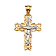 Large Open Ivy CZ Crucifix Pendant in 14K Two-Tone Gold thumb 1