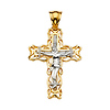Large Open Ivy CZ Crucifix Pendant in 14K Two-Tone Gold thumb 1