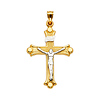 Budded 14K Two-Tone Gold Crucifix Pendant thumb 1