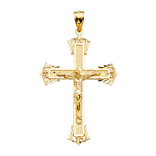 Classic 14K Yellow Gold Crucifix Pendant Slide 1