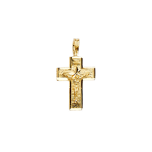 Small 14K Yellow Gold Crucifix Pendant Slide 0