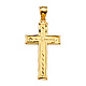 14K Yellow Gold Concave Diamond-Cut Cross Pendant - Large thumb 1