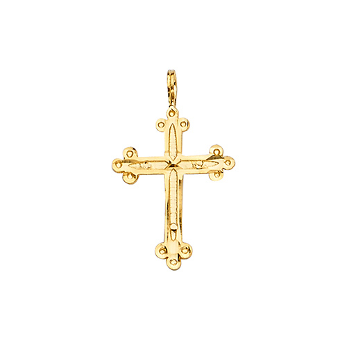 14K Yellow Gold Cross Religious Pendant Slide 0