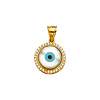 14K Yellow Gold CZ Round Evil Eye Pendant thumb 1