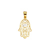 14K TwoTone Gold Scroll Evil Eye Hamsa Pendant thumb 1