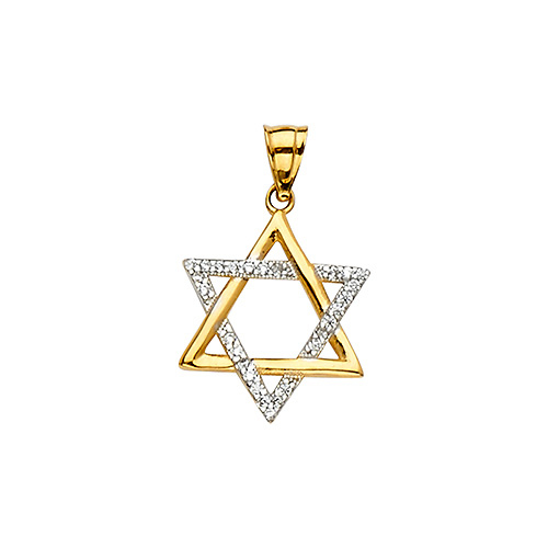 Cubic Zirconia CZ Star of David Pendant in 14K Yellow Gold Slide 1