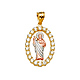 14K TriGold CZ Oval San Judas Tadeo Pendant - Medium thumb 1