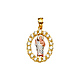 14K TriGold CZ Oval San Judas Tadeo Pendant - Small thumb 1