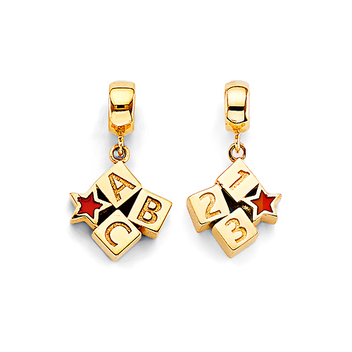 Mini Reversible ABC 123 Block Star Pendant in 14K Yellow Gold Slide 0