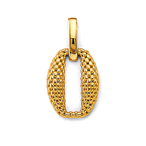 Woven Open Oval Pendant in 14K Yellow Gold - Medium Slide 0