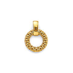 Woven Open Circle Pendant in 14K Yellow Gold - Petite