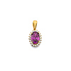 Mini Halo Birthstone Oval Solitaire CZ Pendant in 14K Yellow Gold thumb 0
