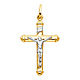 Small Tube Crucifix Pendant in 14K Two-Tone Gold thumb 1