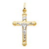 Small Tube Crucifix Pendant in 14K Two-Tone Gold thumb 1