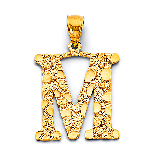 Small Nugget Uppercase Initial Pendant in 14K Yellow Gold Slide 1