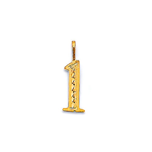 Mini Diamond-Cut Number Pendant in 14K Yellow Gold Slide 0