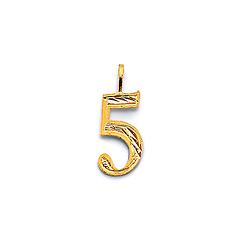 Mini Diamond-Cut Number Pendant in 14K Yellow Gold