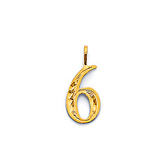 Mini Diamond-Cut Number Pendant in 14K Yellow Gold