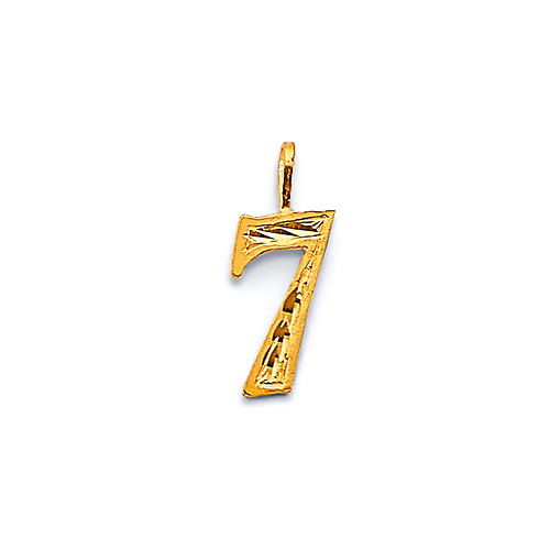 Mini Diamond-Cut Number Pendant in 14K Yellow Gold Slide 0