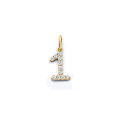 Mini CZ Lined Number Pendant in 14K Yellow Gold