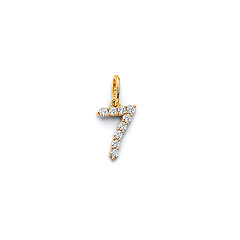 Mini CZ Lined Number Pendant in 14K Yellow Gold